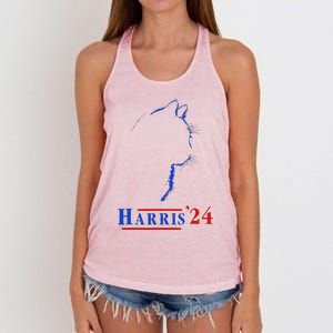 Cat Ladies For Kamala Funny Cat 2024 President Kamala Harris Women's Knotted Racerback Tank