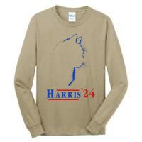 Cat Ladies For Kamala Funny Cat 2024 President Kamala Harris Tall Long Sleeve T-Shirt