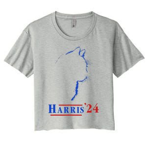 Cat Ladies For Kamala Funny Cat 2024 President Kamala Harris Women's Crop Top Tee