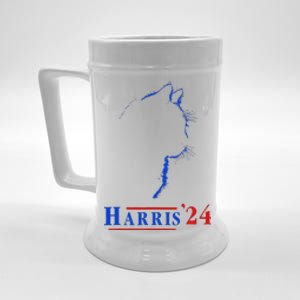 Cat Ladies For Kamala Funny Cat 2024 President Kamala Harris Beer Stein