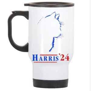 Cat Ladies For Kamala Funny Cat 2024 President Kamala Harris Stainless Steel Travel Mug