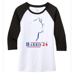 Cat Ladies For Kamala Funny Cat 2024 President Kamala Harris Women's Tri-Blend 3/4-Sleeve Raglan Shirt