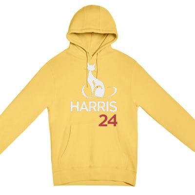 Cat Ladies For Kamala Funny Cat 2024 President Kamala Harris Premium Pullover Hoodie