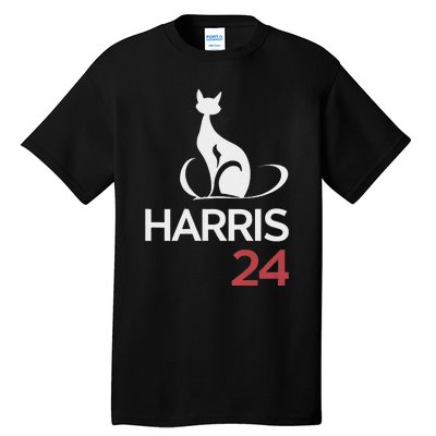 Cat Ladies For Kamala Funny Cat 2024 President Kamala Harris Tall T-Shirt