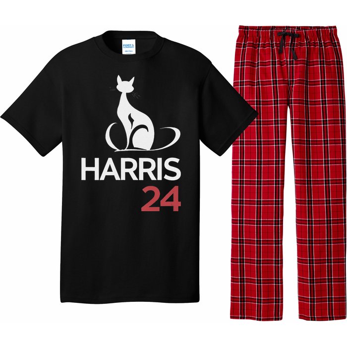 Cat Ladies For Kamala Funny Cat 2024 President Kamala Harris Pajama Set