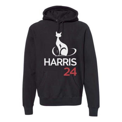 Cat Ladies For Kamala Funny Cat 2024 President Kamala Harris Premium Hoodie