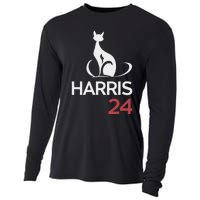 Cat Ladies For Kamala Funny Cat 2024 President Kamala Harris Cooling Performance Long Sleeve Crew