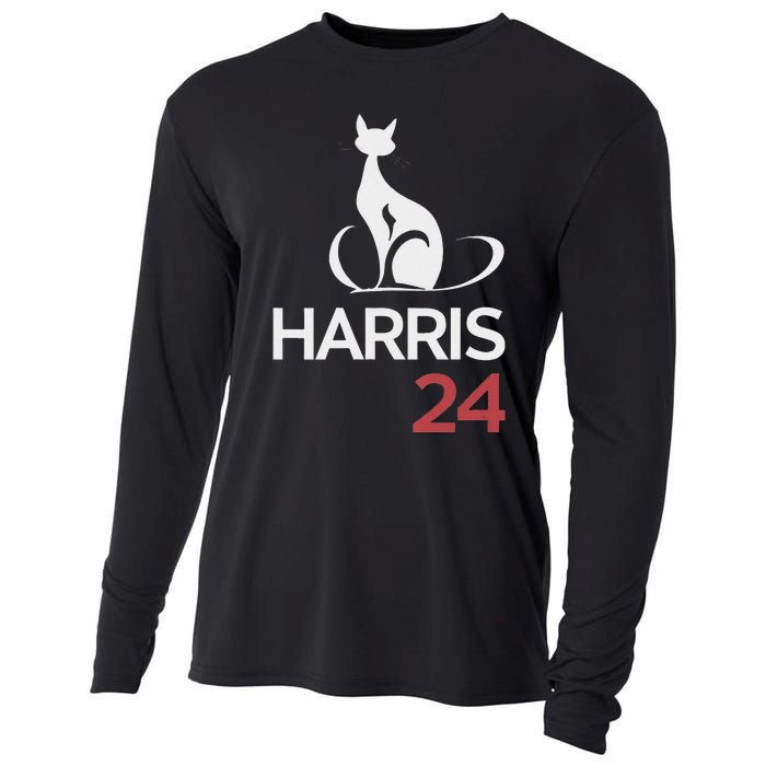 Cat Ladies For Kamala Funny Cat 2024 President Kamala Harris Cooling Performance Long Sleeve Crew