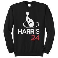 Cat Ladies For Kamala Funny Cat 2024 President Kamala Harris Tall Sweatshirt