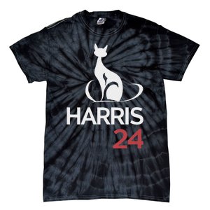 Cat Ladies For Kamala Funny Cat 2024 President Kamala Harris Tie-Dye T-Shirt