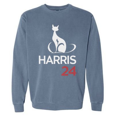 Cat Ladies For Kamala Funny Cat 2024 President Kamala Harris Garment-Dyed Sweatshirt