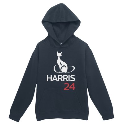 Cat Ladies For Kamala Funny Cat 2024 President Kamala Harris Urban Pullover Hoodie