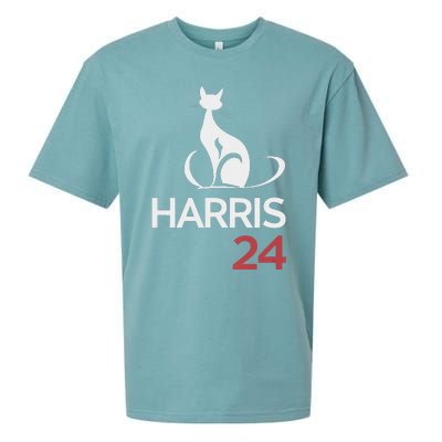 Cat Ladies For Kamala Funny Cat 2024 President Kamala Harris Sueded Cloud Jersey T-Shirt