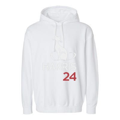 Cat Ladies For Kamala Funny Cat 2024 President Kamala Harris Garment-Dyed Fleece Hoodie