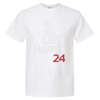 Cat Ladies For Kamala Funny Cat 2024 President Kamala Harris Garment-Dyed Heavyweight T-Shirt