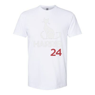 Cat Ladies For Kamala Funny Cat 2024 President Kamala Harris Softstyle CVC T-Shirt