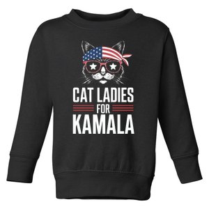 Cat Ladies For Kamala Funny Cat 2024 President Kamala Harris Toddler Sweatshirt