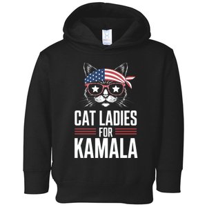 Cat Ladies For Kamala Funny Cat 2024 President Kamala Harris Toddler Hoodie