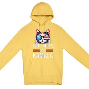 Cat Ladies For Kamala Funny Cat 2024 President Kamala Harris Premium Pullover Hoodie