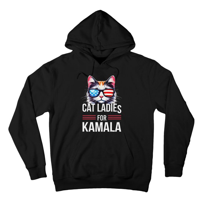 Cat Ladies For Kamala Funny Cat 2024 President Kamala Harris Hoodie