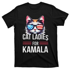 Cat Ladies For Kamala Funny Cat 2024 President Kamala Harris T-Shirt