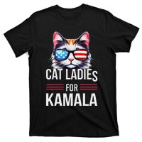 Cat Ladies For Kamala Funny Cat 2024 President Kamala Harris T-Shirt