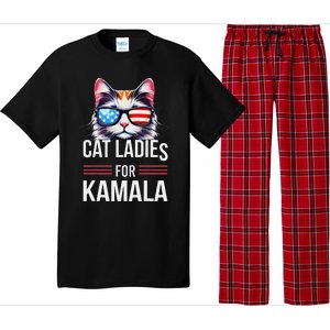 Cat Ladies For Kamala Funny Cat 2024 President Kamala Harris Pajama Set