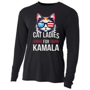 Cat Ladies For Kamala Funny Cat 2024 President Kamala Harris Cooling Performance Long Sleeve Crew