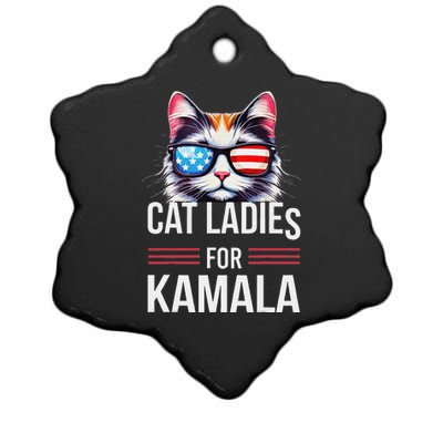 Cat Ladies For Kamala Funny Cat 2024 President Kamala Harris Ceramic Star Ornament