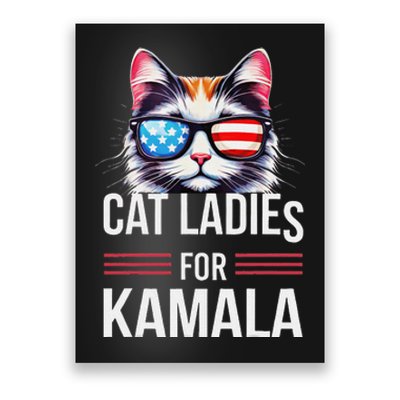 Cat Ladies For Kamala Funny Cat 2024 President Kamala Harris Poster