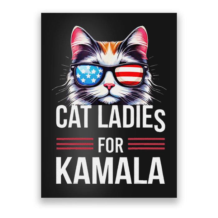 Cat Ladies For Kamala Funny Cat 2024 President Kamala Harris Poster