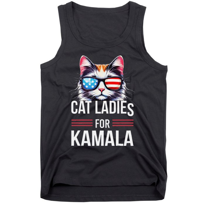 Cat Ladies For Kamala Funny Cat 2024 President Kamala Harris Tank Top