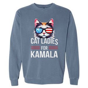 Cat Ladies For Kamala Funny Cat 2024 President Kamala Harris Garment-Dyed Sweatshirt