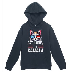 Cat Ladies For Kamala Funny Cat 2024 President Kamala Harris Urban Pullover Hoodie