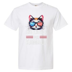 Cat Ladies For Kamala Funny Cat 2024 President Kamala Harris Garment-Dyed Heavyweight T-Shirt