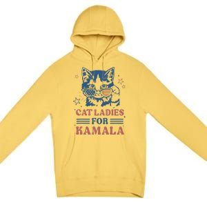 Cat Ladies For Kamala Funny Cat President Kamala Harris 2024 Premium Pullover Hoodie