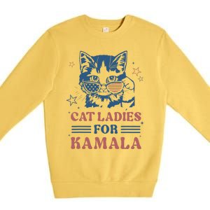 Cat Ladies For Kamala Funny Cat President Kamala Harris 2024 Premium Crewneck Sweatshirt