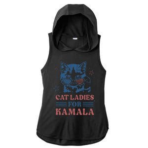 Cat Ladies For Kamala Funny Cat President Kamala Harris 2024 Ladies PosiCharge Tri-Blend Wicking Draft Hoodie Tank