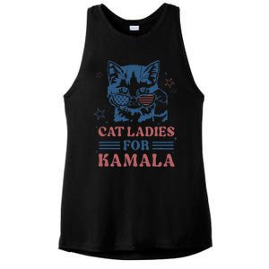 Cat Ladies For Kamala Funny Cat President Kamala Harris 2024 Ladies PosiCharge Tri-Blend Wicking Tank