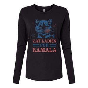 Cat Ladies For Kamala Funny Cat President Kamala Harris 2024 Womens Cotton Relaxed Long Sleeve T-Shirt