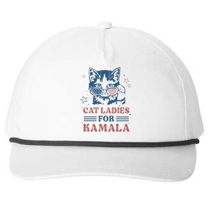 Cat Ladies For Kamala Funny Cat President Kamala Harris 2024 Snapback Five-Panel Rope Hat