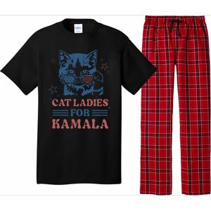 Cat Ladies For Kamala Funny Cat President Kamala Harris 2024 Pajama Set