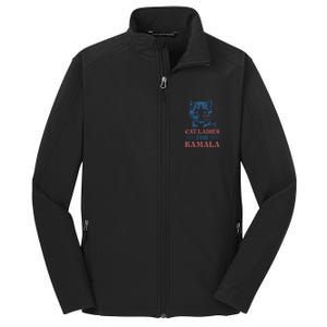 Cat Ladies For Kamala Funny Cat President Kamala Harris 2024 Core Soft Shell Jacket