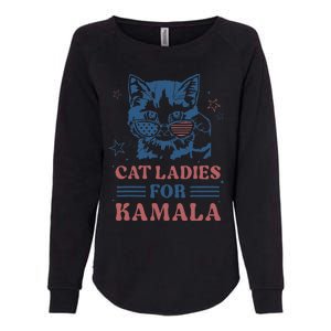 Cat Ladies For Kamala Funny Cat President Kamala Harris 2024 Womens California Wash Sweatshirt