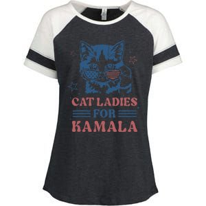 Cat Ladies For Kamala Funny Cat President Kamala Harris 2024 Enza Ladies Jersey Colorblock Tee