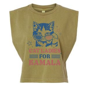 Cat Ladies For Kamala Funny Cat President Kamala Harris 2024 Garment-Dyed Women's Muscle Tee