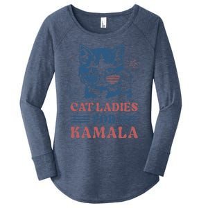 Cat Ladies For Kamala Funny Cat President Kamala Harris 2024 Women's Perfect Tri Tunic Long Sleeve Shirt