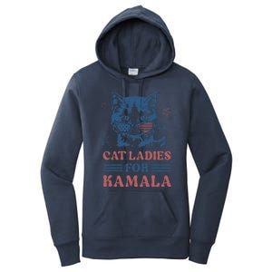 Cat Ladies For Kamala Funny Cat President Kamala Harris 2024 Women's Pullover Hoodie