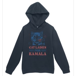 Cat Ladies For Kamala Funny Cat President Kamala Harris 2024 Urban Pullover Hoodie