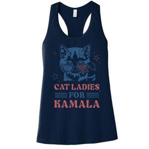 Cat Ladies For Kamala Funny Cat President Kamala Harris 2024 Women's Racerback Tank